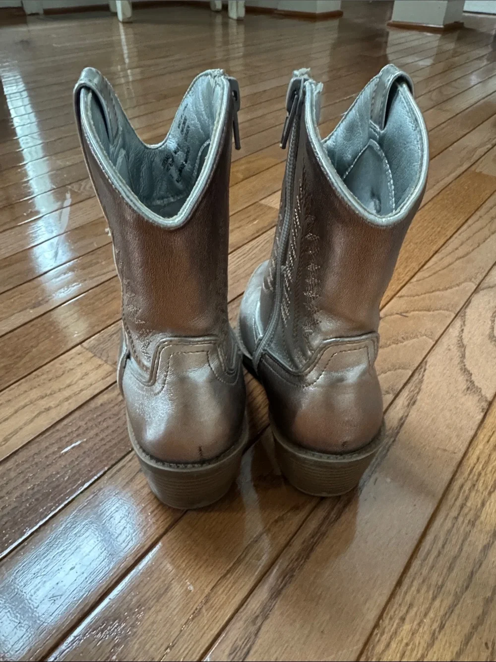 Kids Steve Madden Metallic Copper Western Zip Boots